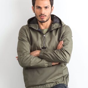 Khaki Men's Hooded Windbreaker Jacket