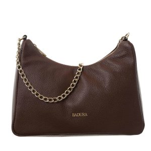 Brown leather shoulder bag BADURA