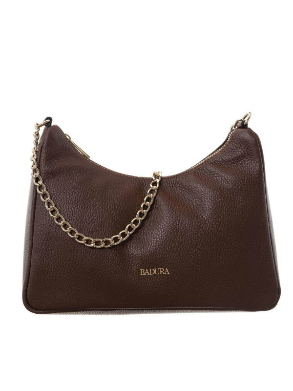 Brown leather shoulder bag BADURA