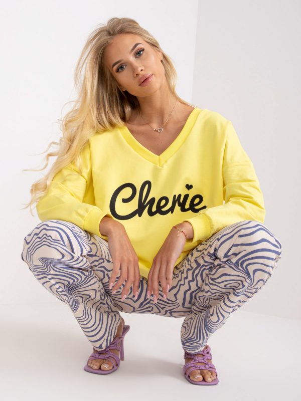 Yellow Women's Cotton Print Sweatshirt