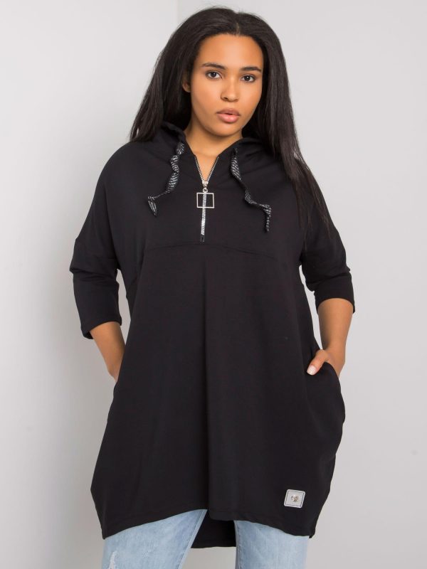 Black plus size cotton sweatshirt Adreana