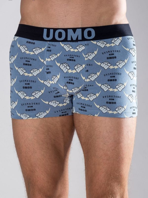 Grey boxer shorts with print