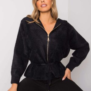 Keilani Hooded Black Alpaca Jacket