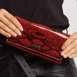 Dark Red Pattern Leather Wallet