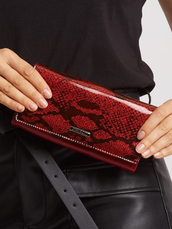 Dark Red Pattern Leather Wallet