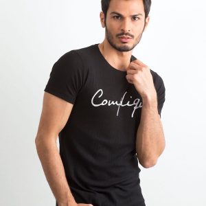 Black T-shirt for men with inscription