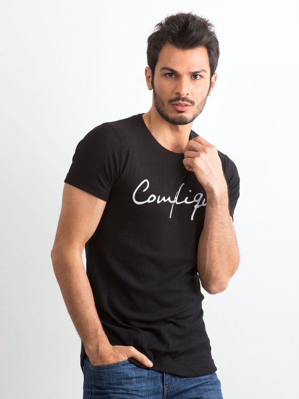 Black T-shirt for men with inscription