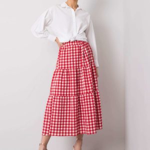 Tahira red plaid skirt RUE PARIS