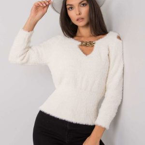 Ecru sweater with cutouts Leandre RUE PARIS