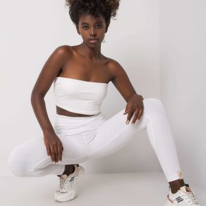 Ylena Cotton White Leggings FOR FITNESS