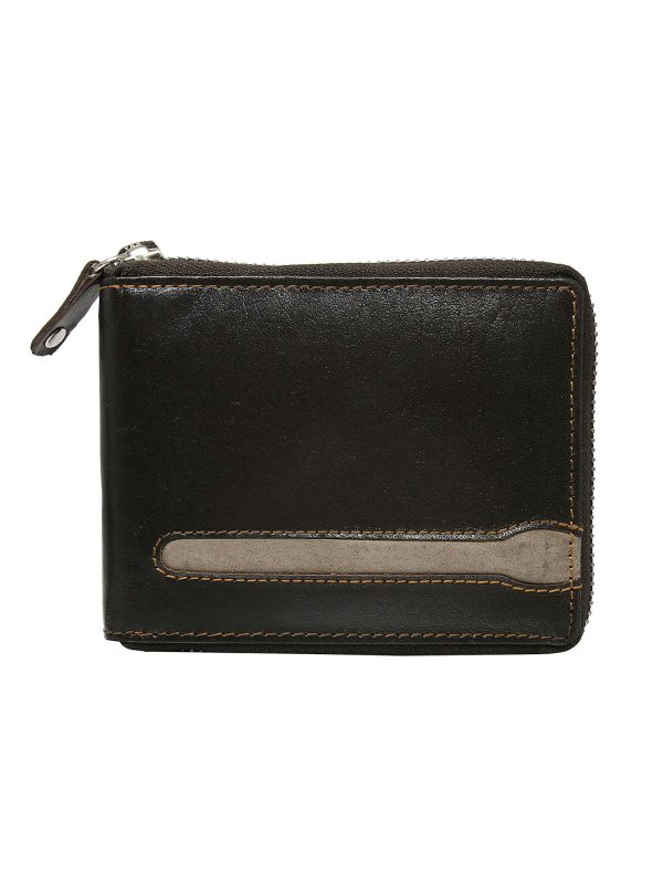 Brown Leather Men's Zipper Wallet