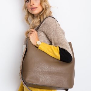 Khaki eco leather shopper