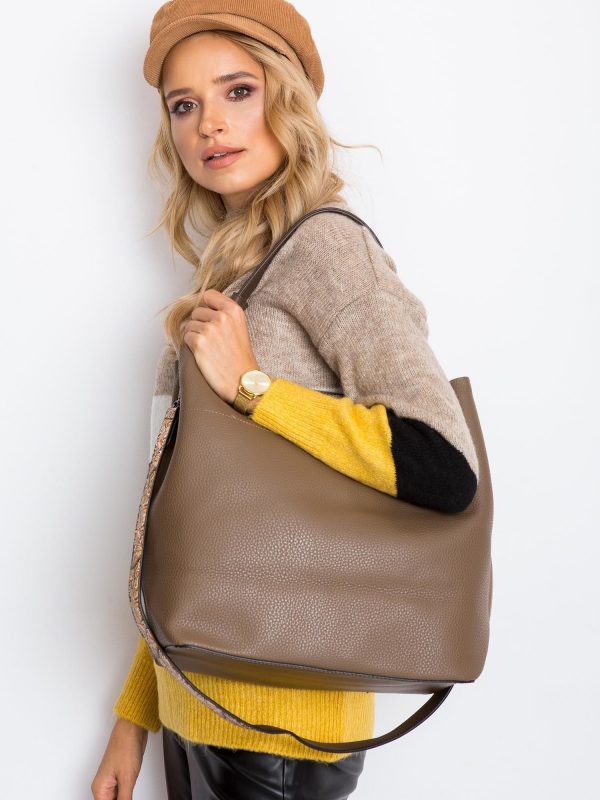 Khaki eco leather shopper