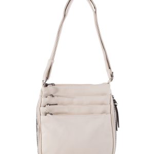 Light Beige Women's Shoulder Bag with Pockets