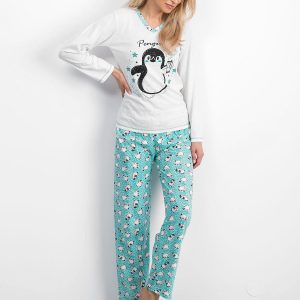 White and mint women's pajamas in penguins