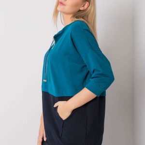 Sea and navy blue plus size tunic in Philomene cotton