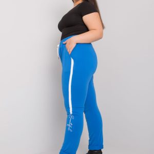 Blue Plus Size Sweatpants with Abelia Print