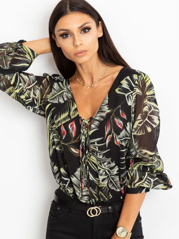 RUE PARIS Black-green Chance bodysuit