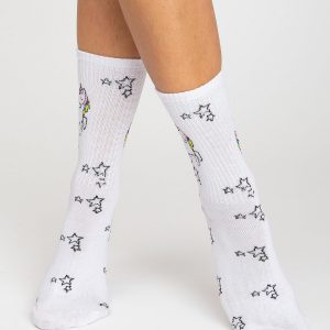 White Printed Ladies Socks