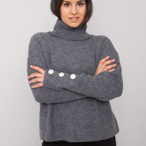 Dark grey women's turtleneck sweater Emrie RUE PARIS