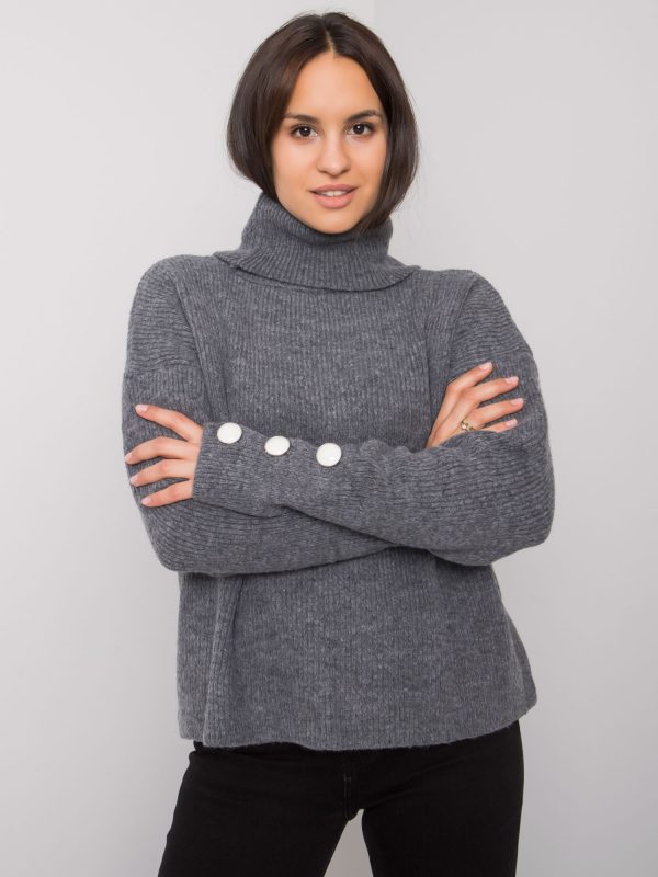 Dark grey women's turtleneck sweater Emrie RUE PARIS