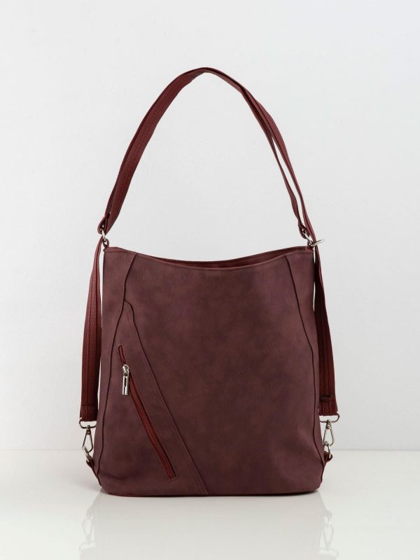 Burgundy eco-leather ladies bag