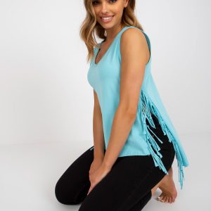 Light Blue Asymmetrical Cotton Top