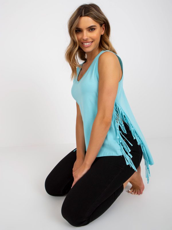 Light Blue Asymmetrical Cotton Top