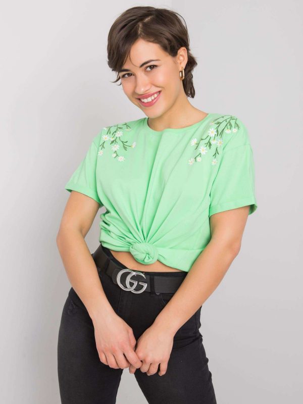 Green t-shirt with embroidery Quincy