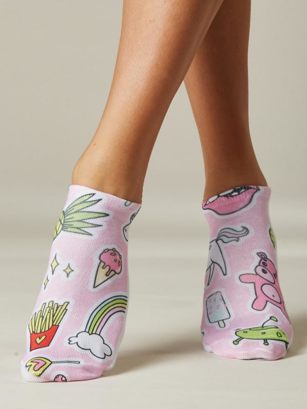 Women's feet with colorful print