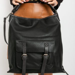 Black eco leather bag with pocket