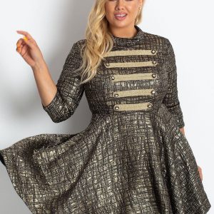 Black and Gold Plus Size Midnight Dress