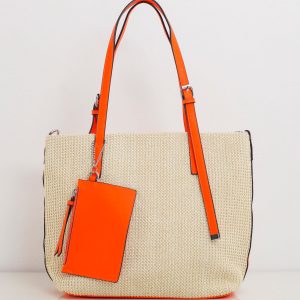 Orange Braided Shoulder Bag