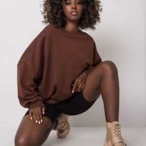 Fabrizia Brown Cotton Hoodless Sweatshirt