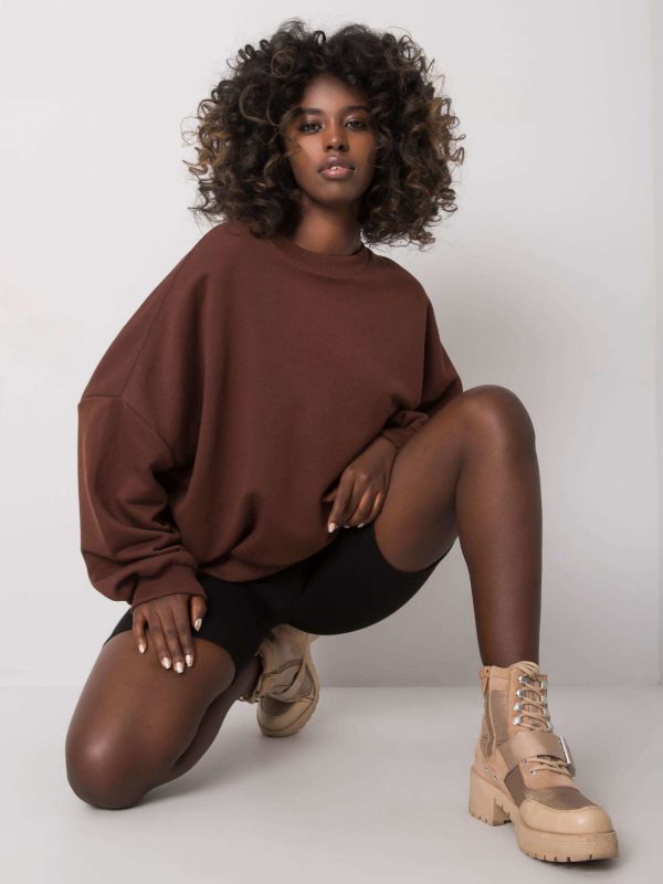 Fabrizia Brown Cotton Hoodless Sweatshirt