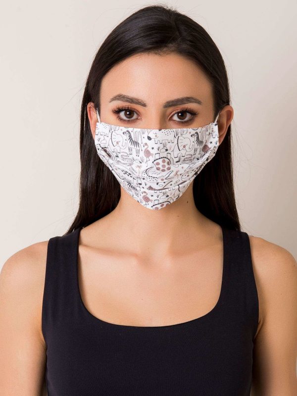 White Protective Mask with Animal Motif