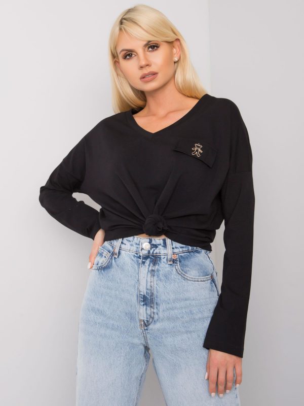 Bianca black V-neck blouse