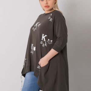 Dark khaki tunic plus size with Dashay prints