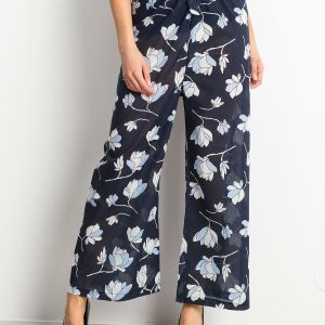 Navy Blue Trousers Flowers