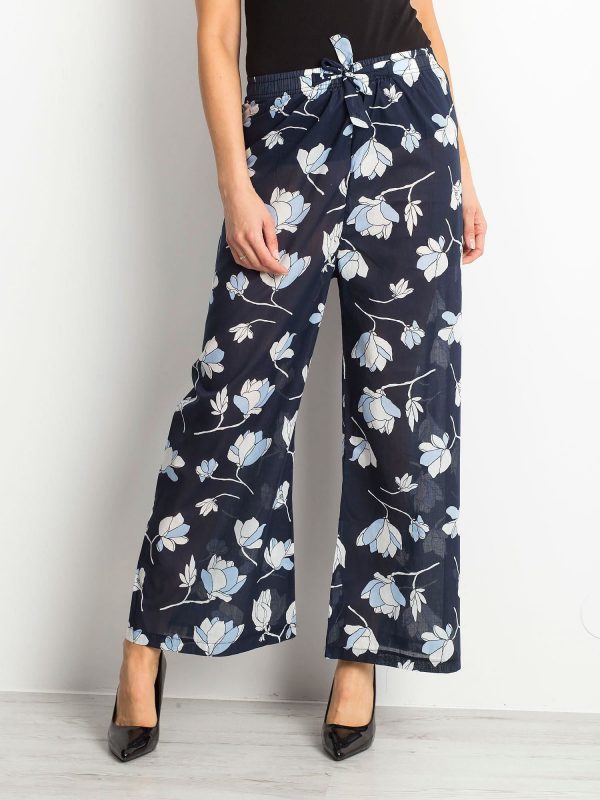 Navy Blue Trousers Flowers