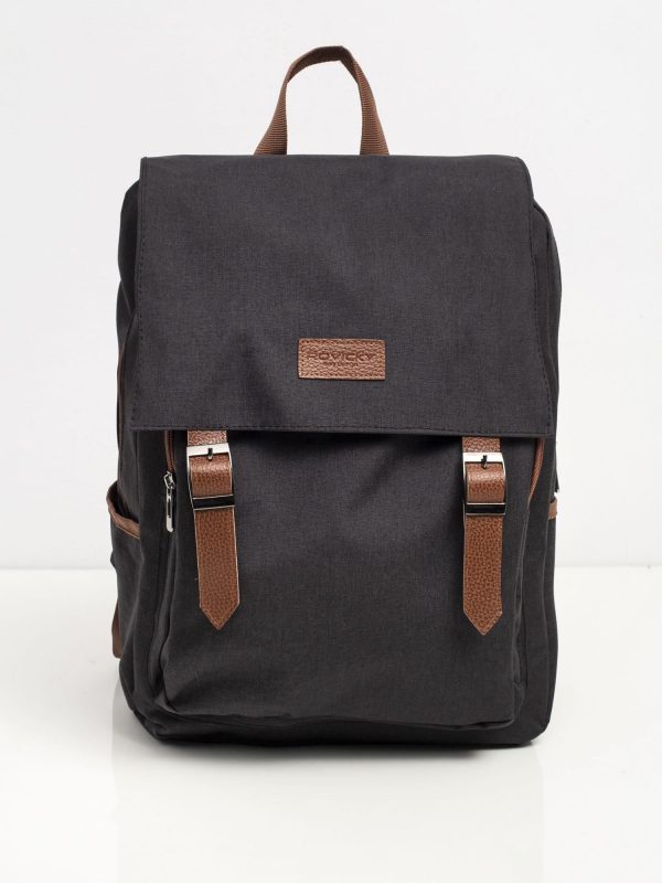 Black Flip Cover Laptop Backpack