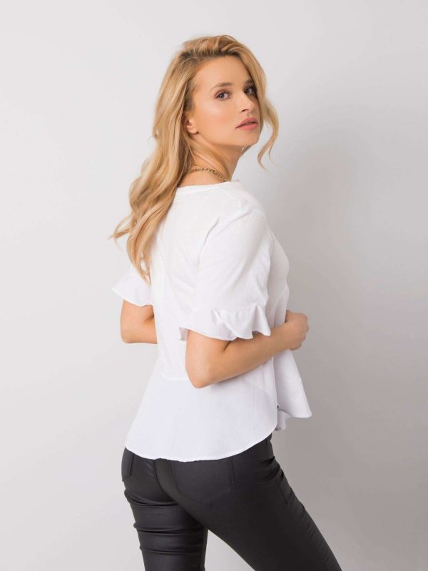 White blouse with ruffles Jessica RUE PARIS