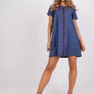 Navy Blue Casual Short Sleeve Dress