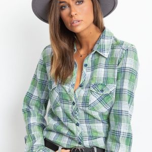 RUE PARIS Green Plaid Shirt