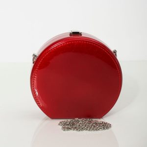 Red Round Leather Handbag