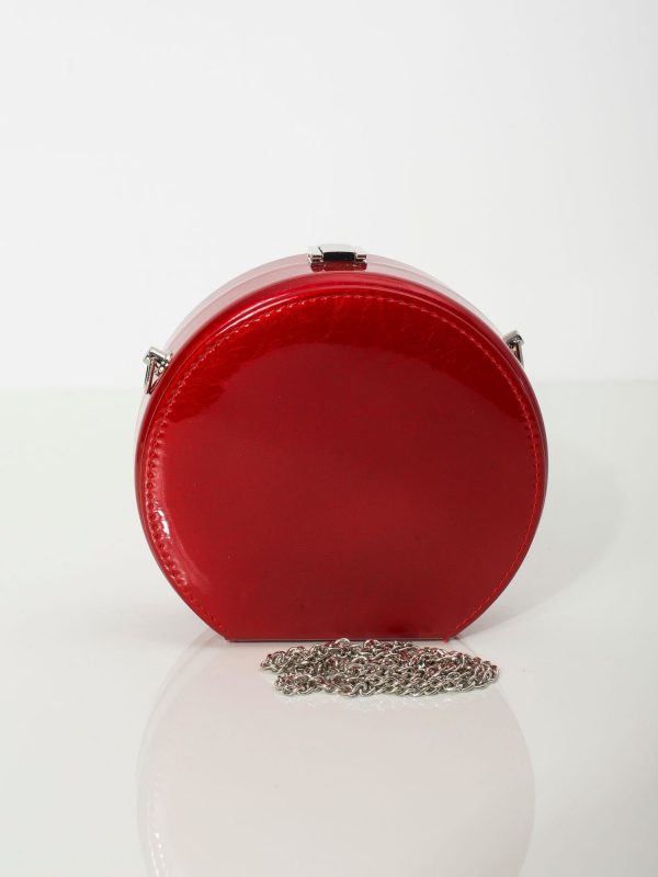 Red Round Leather Handbag