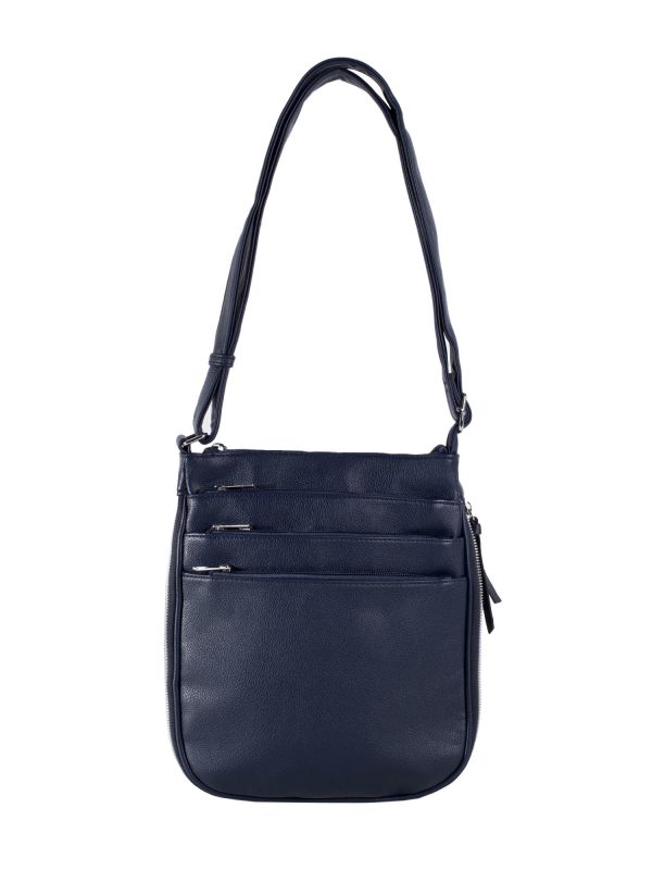 Dark Blue Small Shoulder Bag with Zipper