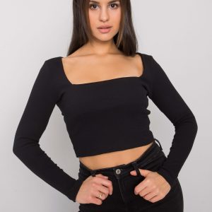 Black short blouse with stripe Cammy RUE PARIS