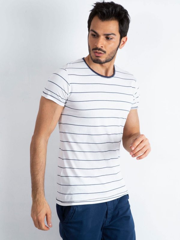 White and navy blue T-shirt for men Foreign