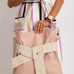 Pink and beige bag made of eco-leather